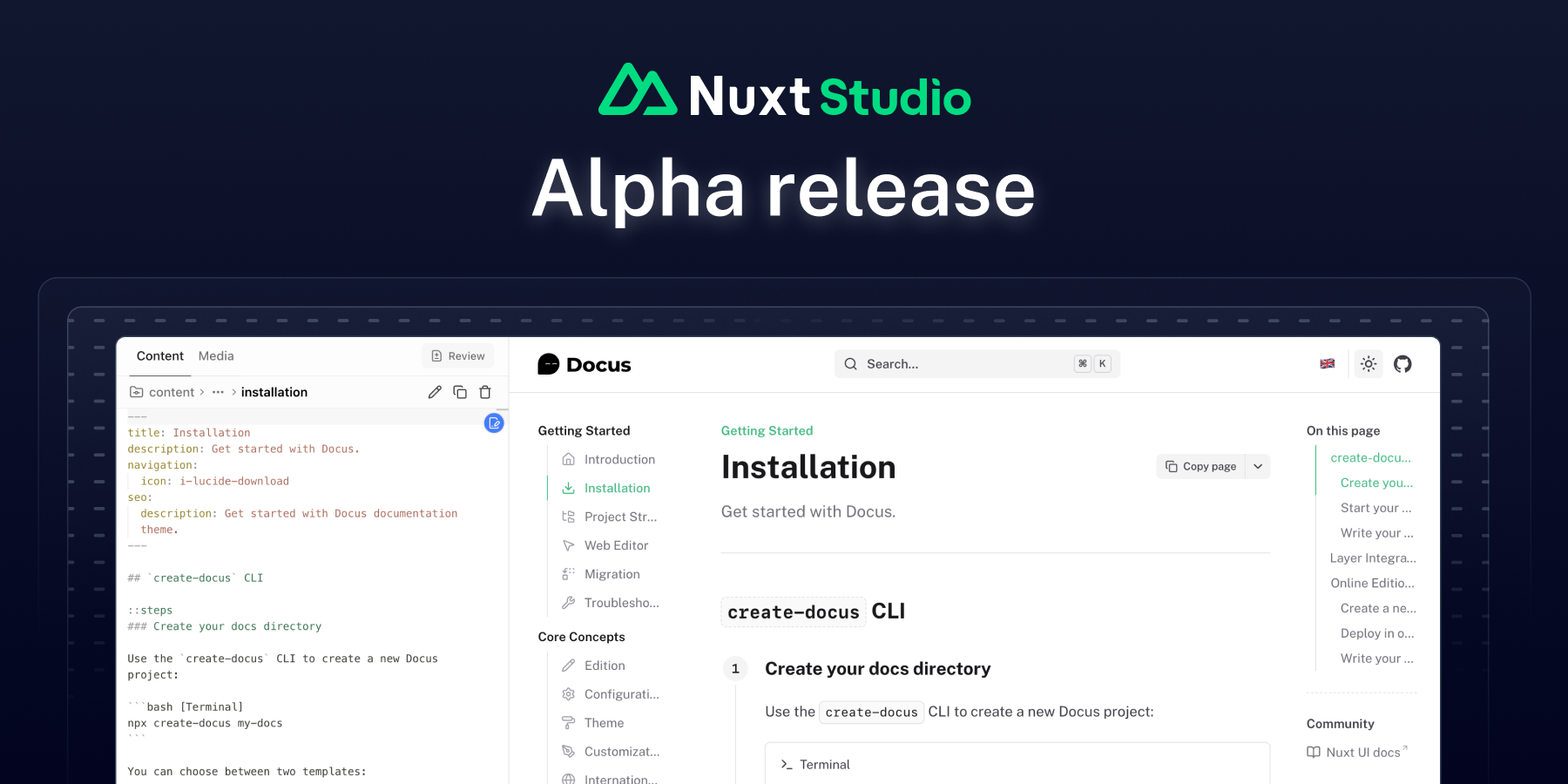 Nuxt Studio Alpha Release